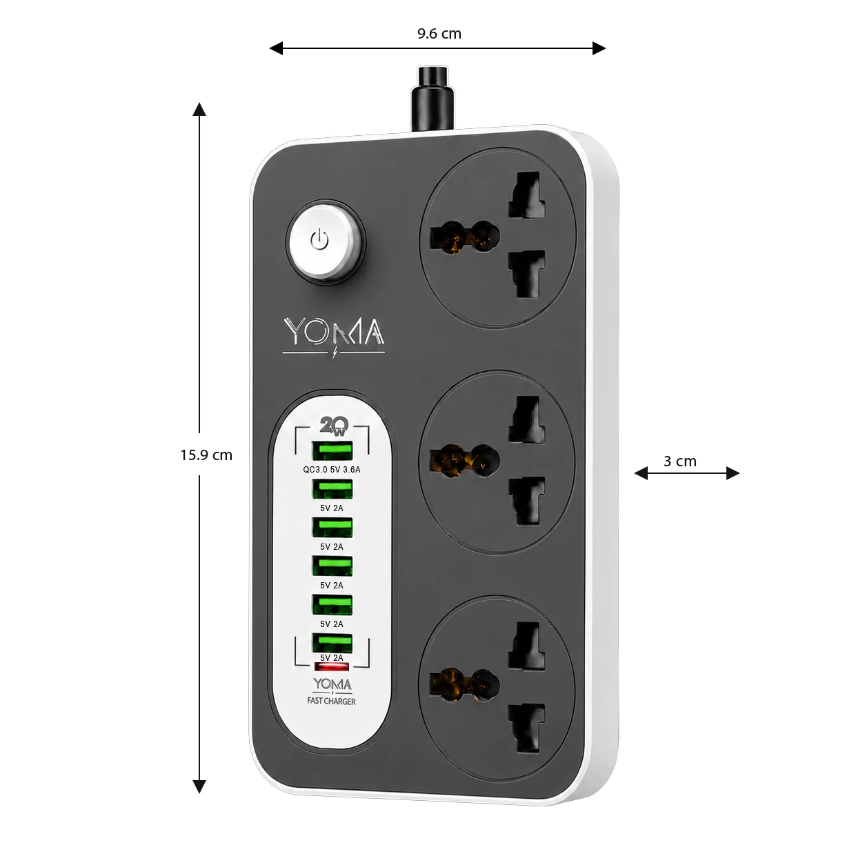 مشترك يوما 6A USB - فيشة ثلاثية - 2 متر - صورة 3