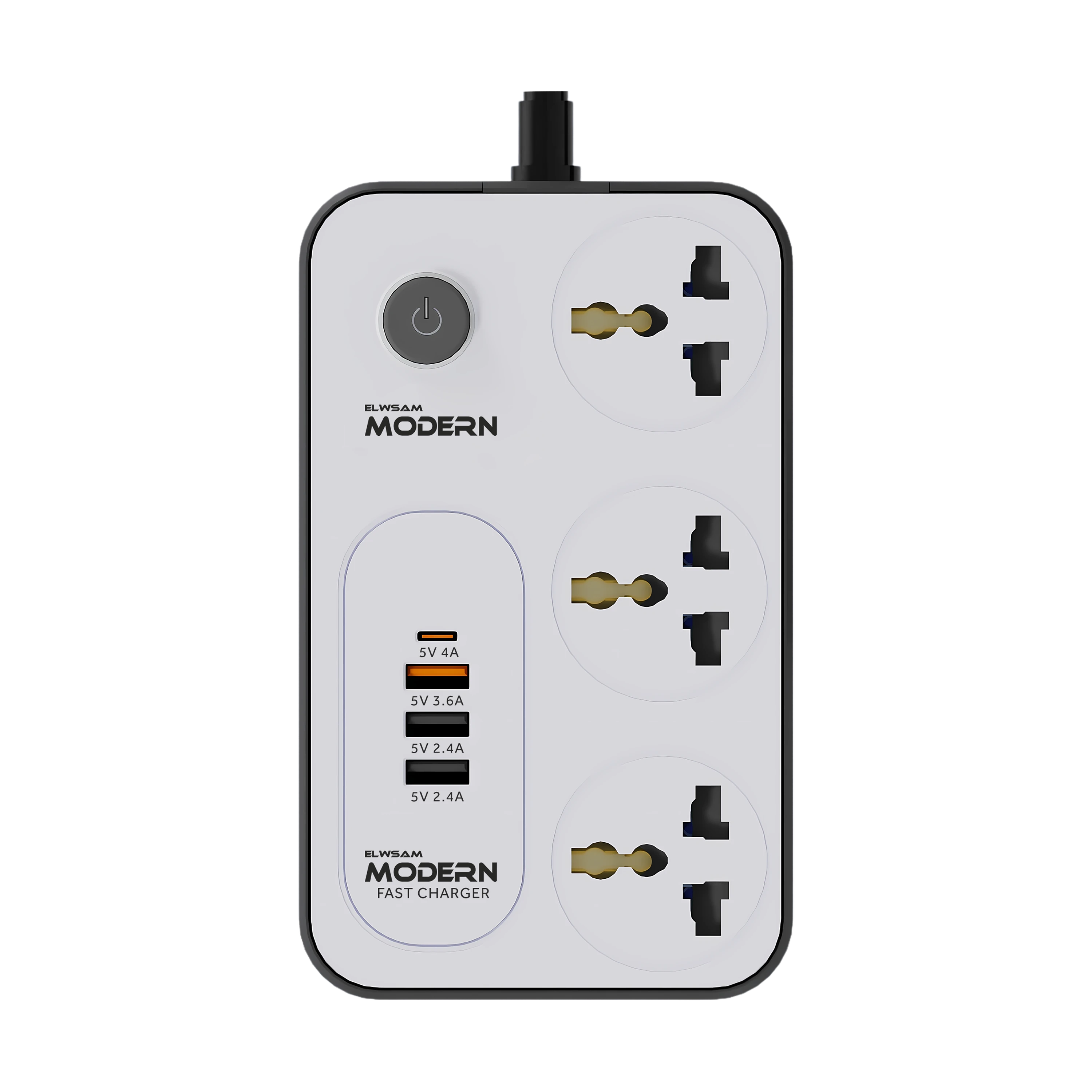 صورة مشترك كهرباء 1C+3A أبيض 2 متر