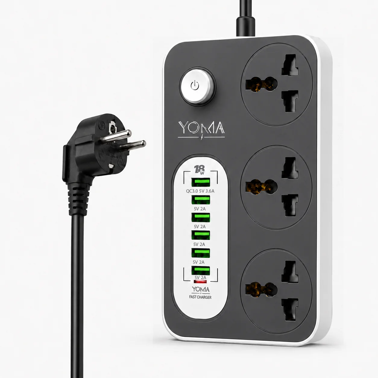 مشترك يوما 6A USB - فيشة ثنائية  - 2 متر