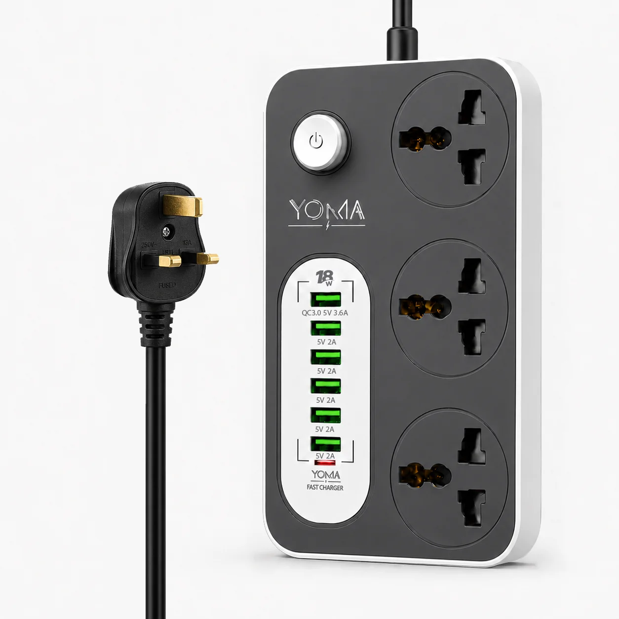 مشترك يوما 6A USB - فيشة ثلاثية - 2 متر