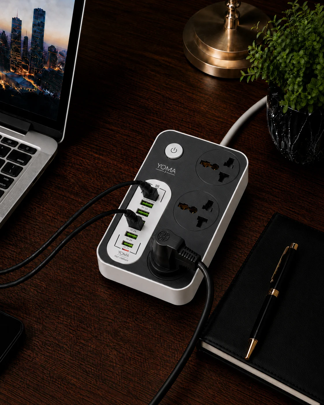 مشترك يوما 6A USB - فيشة ثلاثية - 2 متر - صورة 2